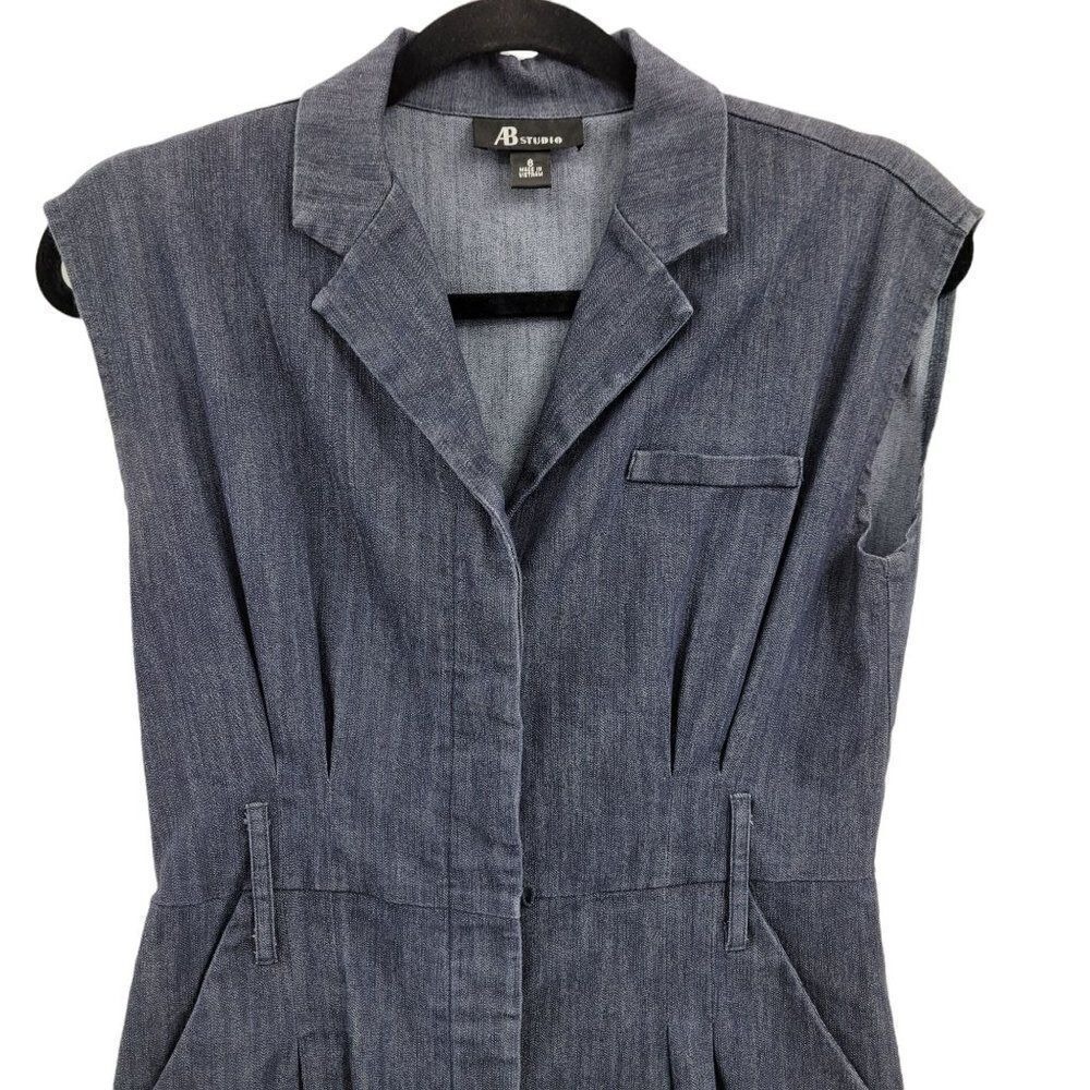 Vtg 90s Coastal Cowgirl Pinafore Denim‎ Mini Jean Dress Sz 6 Stretch Country - Picture 5 of 10